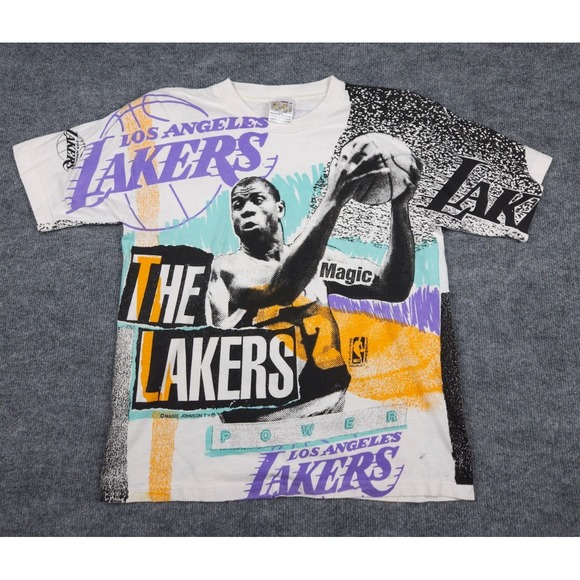 Vintage Magic Johnson T Shirt Adult Large AOP Lakers NBA Single Stitch ***